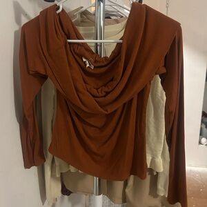 Rust Long Sleeve Drape Top